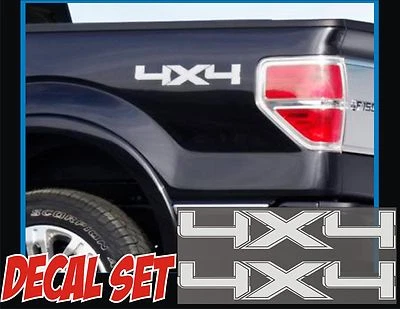 4x4 Truck Bed Decals, Metallic Silver (Set) for Ford F-150 and Super Duty - Image 1 of 4