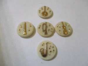 5 Pcs Vintage 18mm Music Raised Glass Gold Cab Tiles stones Music Lovers SF6X - Picture 1 of 3