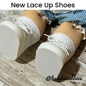 WHITE LACE UP Saddle Replacement Shoes For 16” Cabbage Patch Kids *Many Colors - Picture 1 of 8