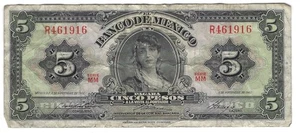 Billete México P60g 5 Pesos 1961, Serie MM - Imagen 1 de 2