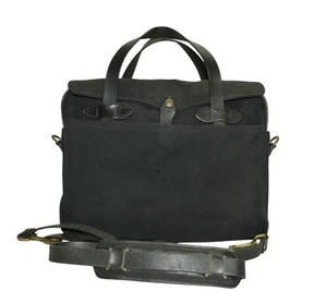FILSON RUGGED TWILL ORIGINAL BRIEFCASE STYLE 256 BLACK MESSENGER BAG OLD STOCK - Picture 1 of 19