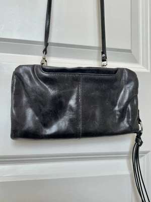 Vintage Hobo International Black Leather Tasseled Small Crossbody Bag - Image 1 of 4