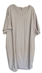 Women’s Terra & Sky T-Shirt Dress 5X White/Blue Stripes Pockets Cotton Blend - Picture 1 of 7
