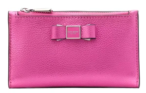 🩷Kate Spade Morgan Schleife kleine schmale faltbare Geldbörse KL768 Metallic Pink Leder Neu mit Etikett - Bild 1 von 4