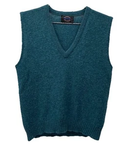 Vtg Jantzen Men’s Med Wool Blend Cable Knit Grandpa Sweater Vest Green Made USA - Picture 1 of 7