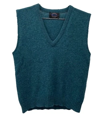 Vtg Jantzen Men’s Med Wool Blend Cable Knit Grandpa Sweater Vest Green Made USA - Image 1 of 4