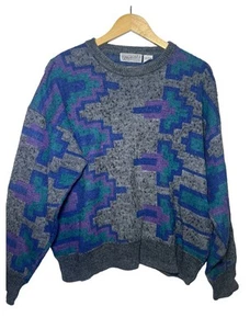 VTG Retro Method Mens Sweater XL Multicolor 80’s Wool Blend Heavy Cosby Top - Picture 1 of 4