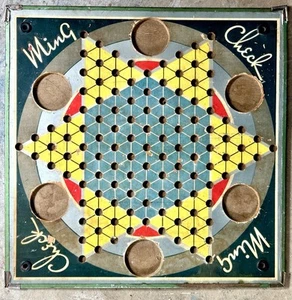 Chinese Checkers MING CHECK Board Game Vintage 1940’s Wall Decor 18” X 18” - Picture 1 of 6