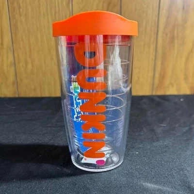 Vaso Dunkin' Donuts naranja 16 oz con tapa Foto 1 de 3