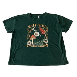 Damen T-Shirt Maurices XL grün Stay Wild Grafik Pilz Baumwollmischung - Bild 1 von 5