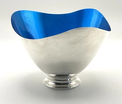 Carl Christiansen Wave Bowl Interior Esmalte Azul Hecho en Dinamarca Foto 1 de 4