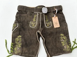 Auténticos pantalones cortos de cuero para hombre, marca talla 56 regular, trajes Oktoberfest - Imagen 1 de 8