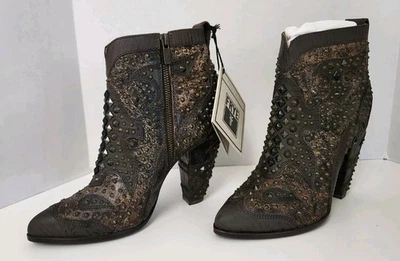 New Sz 9M Frye Remy Deco Booties Studded Statement Ankle Boots Western Zip - Image 1 of 4