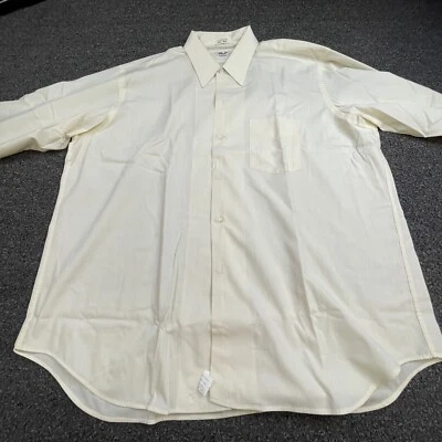 复古 Enro Mr Big Beige 男式 2XL 纽扣正装衬衫长袖 17.5 码 — 第 1/4 张图片