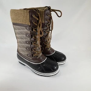 Ermonn Women's Mid-Calf Winter Snow Boots Tall Warm Non-Slip Waterproof Size 7 - Foto 1 di 9