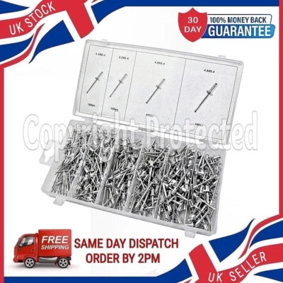 BB 400PC RIVETS ASSORTED MULTIPLE SIZES ALUMINIUM DOME HEAD BLIND POP MIXED SET