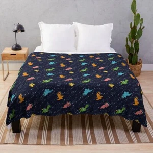 Dinosaurs In Space Pattern Throw Blanket - Picture 1 of 11