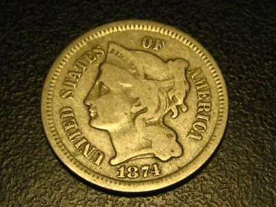 1874 Three Cent Nickel Piece Fine - Image 1 of 4
