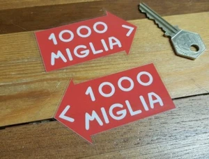 Mille Miglia Rally Window Stickers 3" Pair Rallye Classic Car Racing Arrow Race - Picture 1 of 2