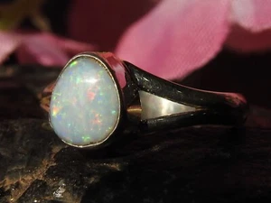 Australian Multi Fire Doublet Opal Handmade Sterling Silver Ring - Picture 1 of 7
