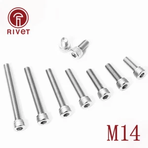 10pcs 25pcs DIN912 M14 Stainless Steel 304 Hex Bolts Socket Cap Screws Head - Picture 1 of 11