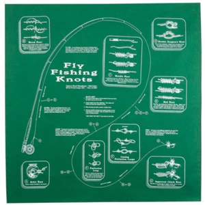 Printed Image Fly Fishing Knots Bandanna 22" x 22" Green Knot Tying Tips - Picture 1 of 1