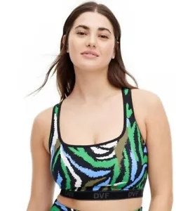 NWT DVF X Target Diane Von Furstenberg Sports Bra Green Disco Zebra Size XXS - Picture 1 of 5