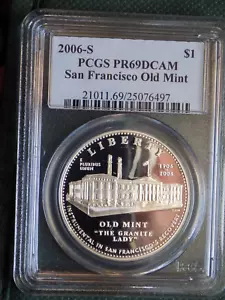 2006-S San Francisco Old Mint Silver Commemorative Dollar PR69DCAM PCGS - Picture 1 of 2