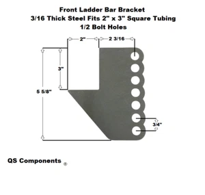 Front Ladder Bar Bracket Fits 2" x 3" Crossmember 1/2 Hole 3/16 Steel - Picture 1 of 1