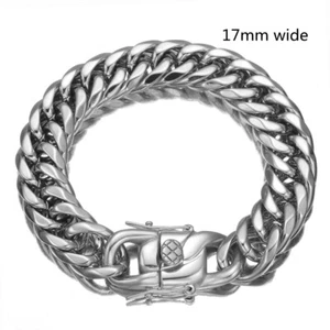 9/11/13/16mm Men's Stainless Steel Miami Cuban Link Chain Bracelet 7"-11" - Picture 1 of 20