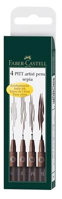 Faber-Castell PITT Artist Pen 4er S, F, M, B - sepia