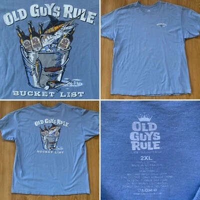 Camiseta Old Guys Rule Para Hombres XL Azul Manga Corta Camiseta Pesca Lista de Cubos Foto 1 de 4