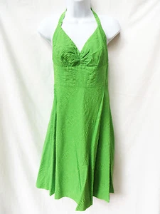 J CREW Womens Green Textured Empire Waist Halter Summer Sun Dress 2 - Picture 1 of 2