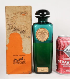 RARE 8” Hermes Eau de Cologne Perfume Flacon Bottle w/ Box 16 fl oz. Ex-Libris - Picture 1 of 17