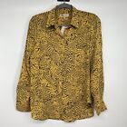 NWT Philosophy Long Sleeve Blouse Top Womens Size S Mustard Yellow Jaquar Print
