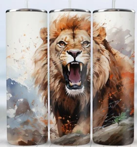 Fierce Lion 20 oz Stainless Steel Tumbler Handmade - Picture 1 of 1