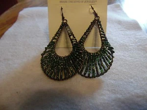 Pendiente perforado colgante con cuentas verdes Lia Sophia nuevo con etiquetas  - Imagen 1 de 1