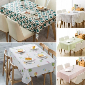 Rectangle Table Cloth Water Stain Resistant PEVA Party Tablecloth Desk Cover Mat - Picture 1 of 23