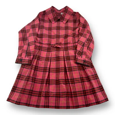 Vestido Burberry Niños Rosa Verde Rojo Algodón Cuadros Nova Manga Larga 6Y Foto 1 de 4