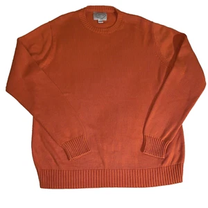 Vintage St. John’s Bay Cotton Knit Crewneck Sweater Men’s Large Orange - Picture 1 of 5