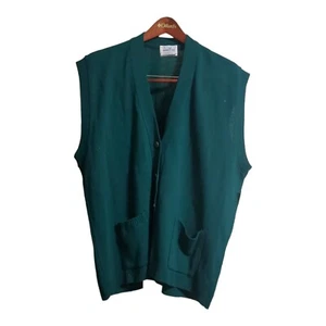 Vtg Sweet Tree Green Sweater Vest Women’s 2XL Acrylic Gold Buttons Made in USA - Picture 1 of 12