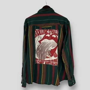 WRANGLER Vintage Dark Green Mens Shirt with ROLLING STONES Patch SIZE L - Picture 1 of 14