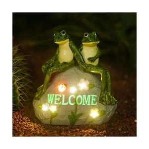 Nacome Solar Garden Outdoor Statues Frog with Succulent and 7 LED Lights - La... - Picture 1 of 7