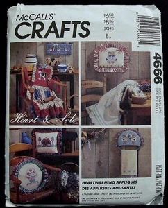 McCalls Country Applique Apron Pillow Towel Wall Hanging Sewing Pattern 4666 OOP - Picture 1 of 2