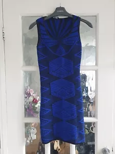 Womens Blue and Black Miss Selfridge petit Sleeveless Bodycon Dress - Size 6 UK - Picture 1 of 7