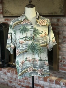 Tori Richard Shirt Mens XL Hawaiian Casual Button-Down Vintage Pink Flamingo - Picture 1 of 6