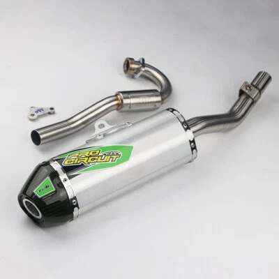 Full System Complete Muffler Exhaust Green Carbon Fit FOR KAWASAKI KLX140L KLX - Image 1 of 4