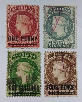 1863-84 Santa Elena Reina Victoria cuatro sellos sin usar/usados Foto 1 de 2