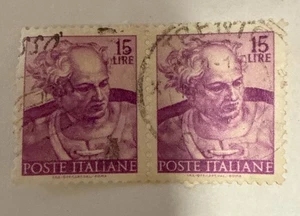FRANCOBOLLI Italia Repubblica 1961 --- Michelangiolesca 15 Lire - Foto 1 di 2