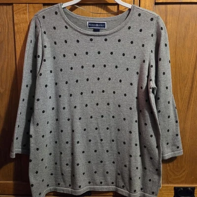 Nuevo pulóver para mujer Karen Scott gris humo con puntos carbón talla mediana Foto 1 de 4